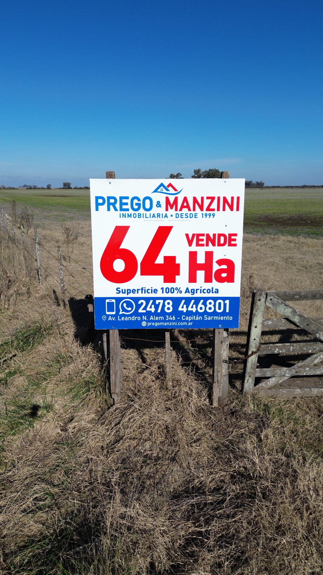 En venta: 64 hectáreas 100 % agrícola a 2,7km del asfalto en Capitán Sarmiento Buenos Aires
